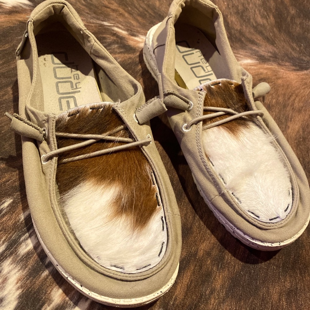 Custom Cow Hide Hey Dudes